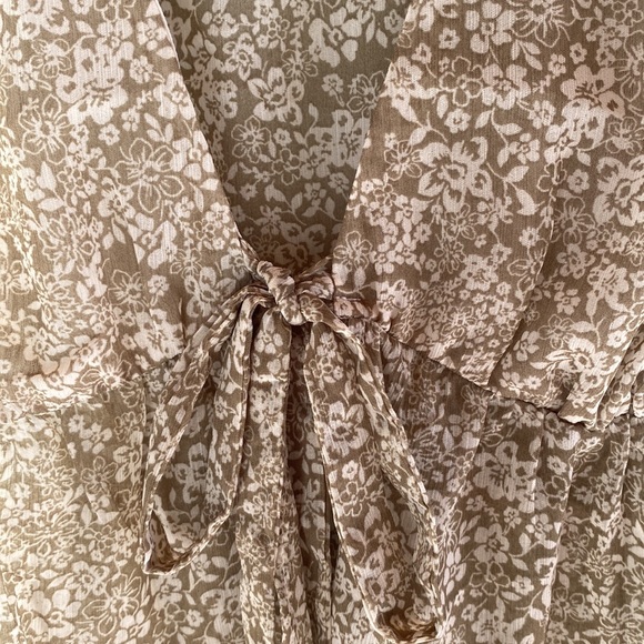 Sheer Green Floral Dynamite Tie Front Shirt - Picture 6 of 6